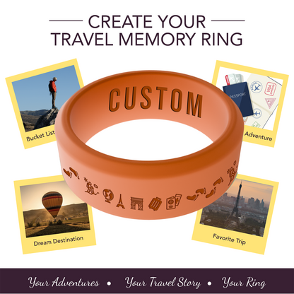 Travel Memory Adventure Ring Personalized Silicone Beveled Ring