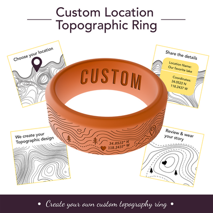 Your Own Topographic Map Ring Personalized Silicone Beveled Ring