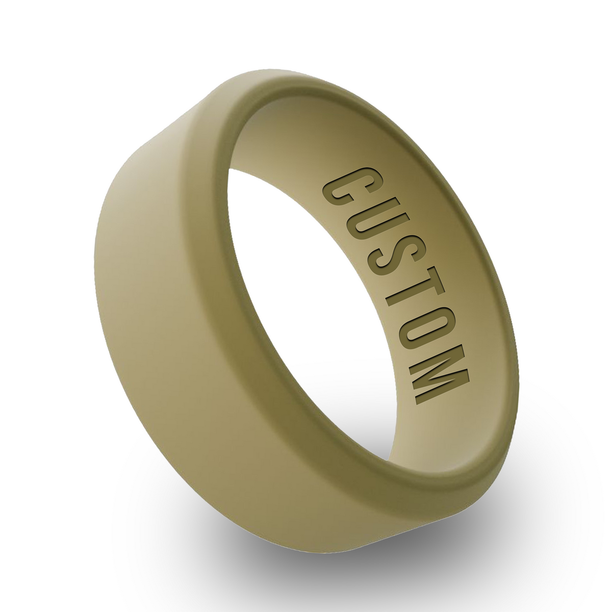 Olive Khaki Personalized Silicone Beveled Ring