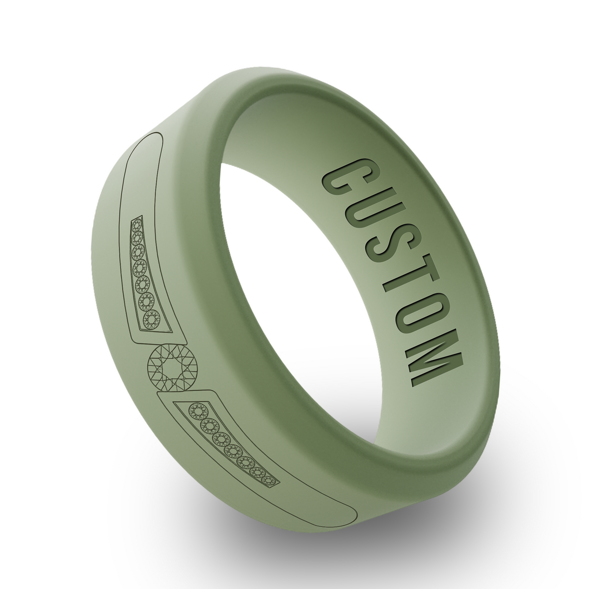 Diamond 1 Personalized Silicone Beveled Ring