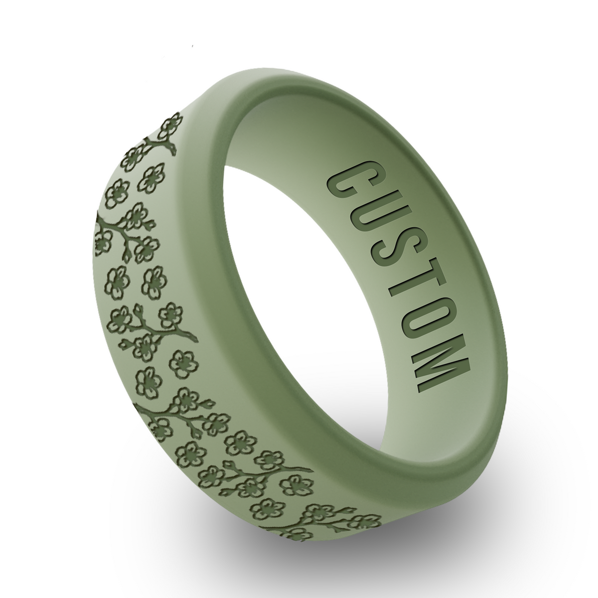 Cherry Blossom  Personalized Silicone Beveled Ring