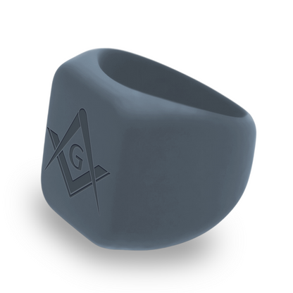 Personalized Silicone Masonic Chunky Square Signet Statement Ring
