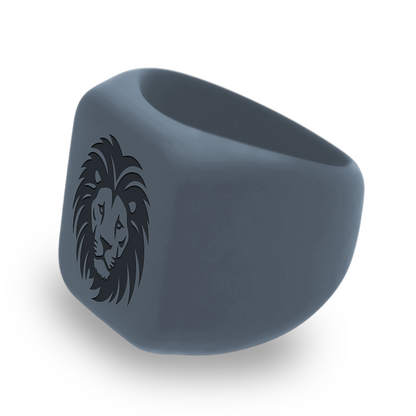 Personalized Silicone Lion Head Chunky Square Signet Statement Ring
