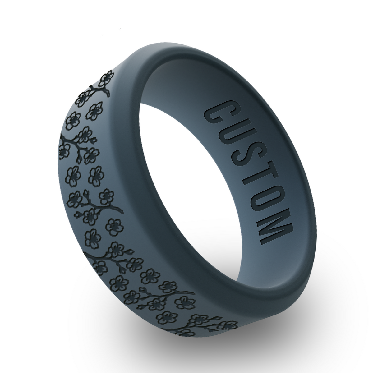 Cherry Blossom  Personalized Silicone Beveled Ring