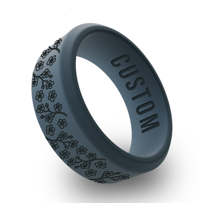 Cherry Blossom  Personalized Silicone Beveled Ring