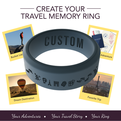 Travel Memory Adventure Ring Personalized Silicone Beveled Ring