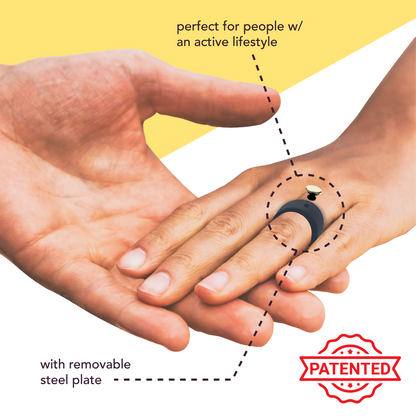 Personalized Silicone Beveled Ring w/ Removable Stainless Steel Plate - PATENTED