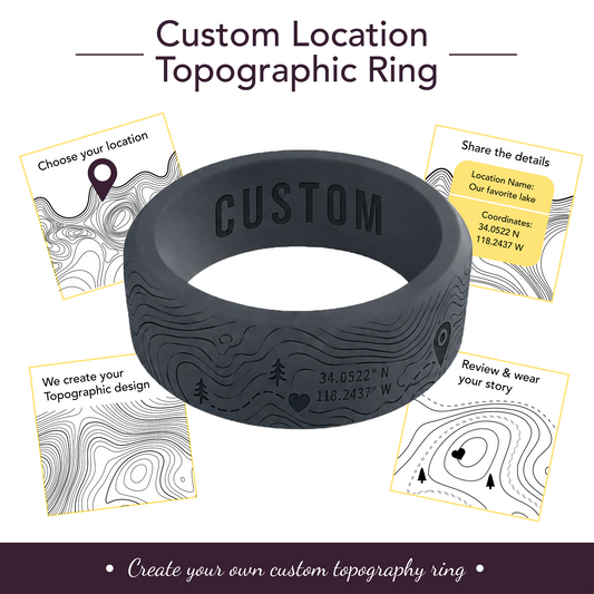 Your Own Topographic Map Ring Personalized Silicone Beveled Ring