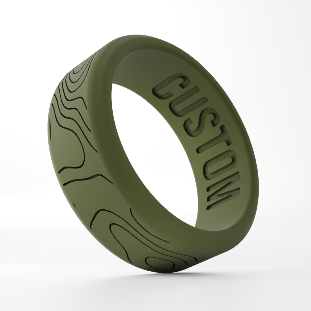 Topographic Map Personalized Silicone Beveled Ring