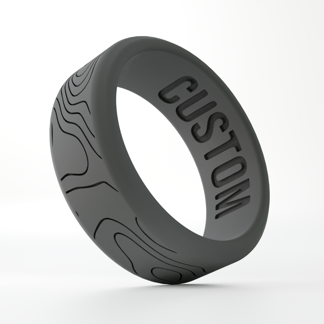 Topographic Map Personalized Silicone Beveled Ring