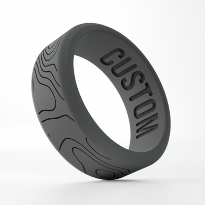 Topographic Map Personalized Silicone Beveled Ring