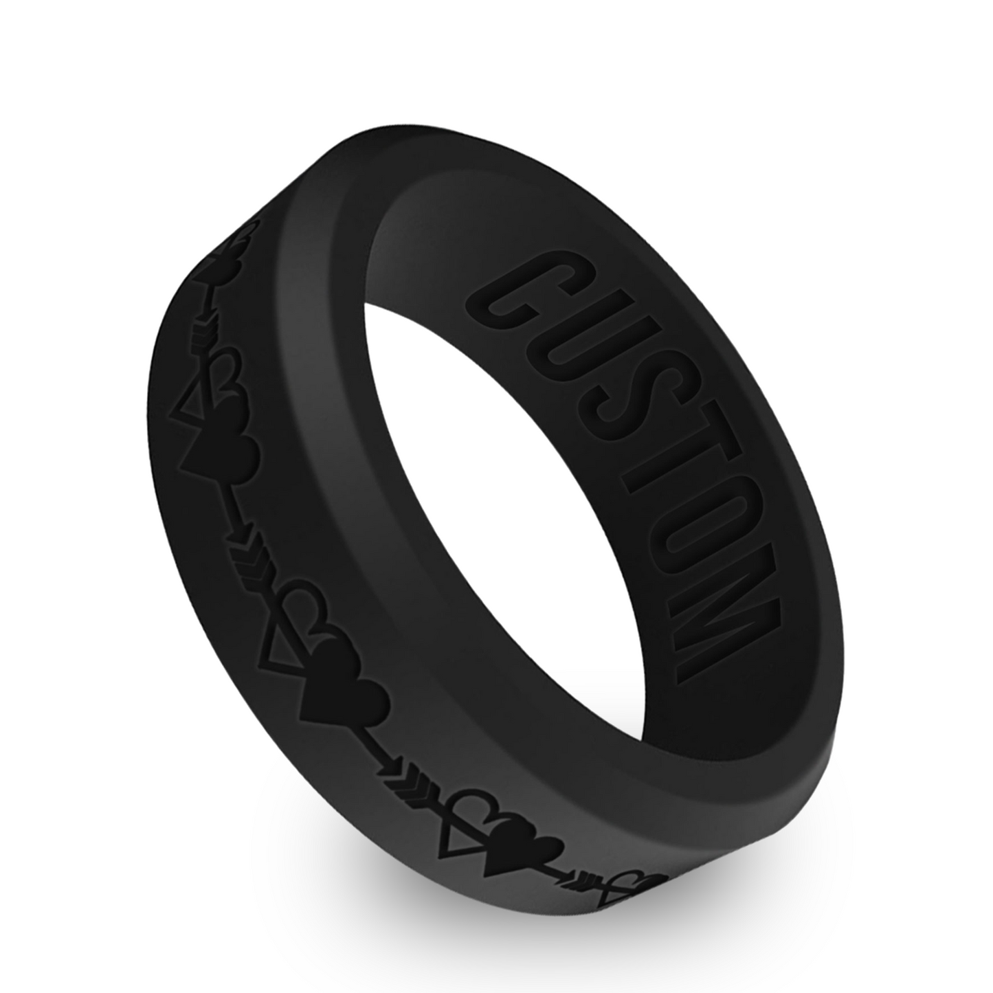 2 Hearts Personalized Silicone Beveled Ring