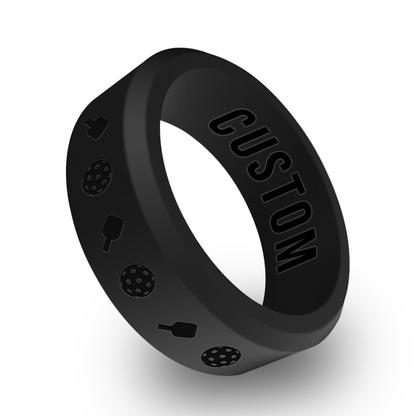 Pickleball Personalized Silicone Beveled Ring
