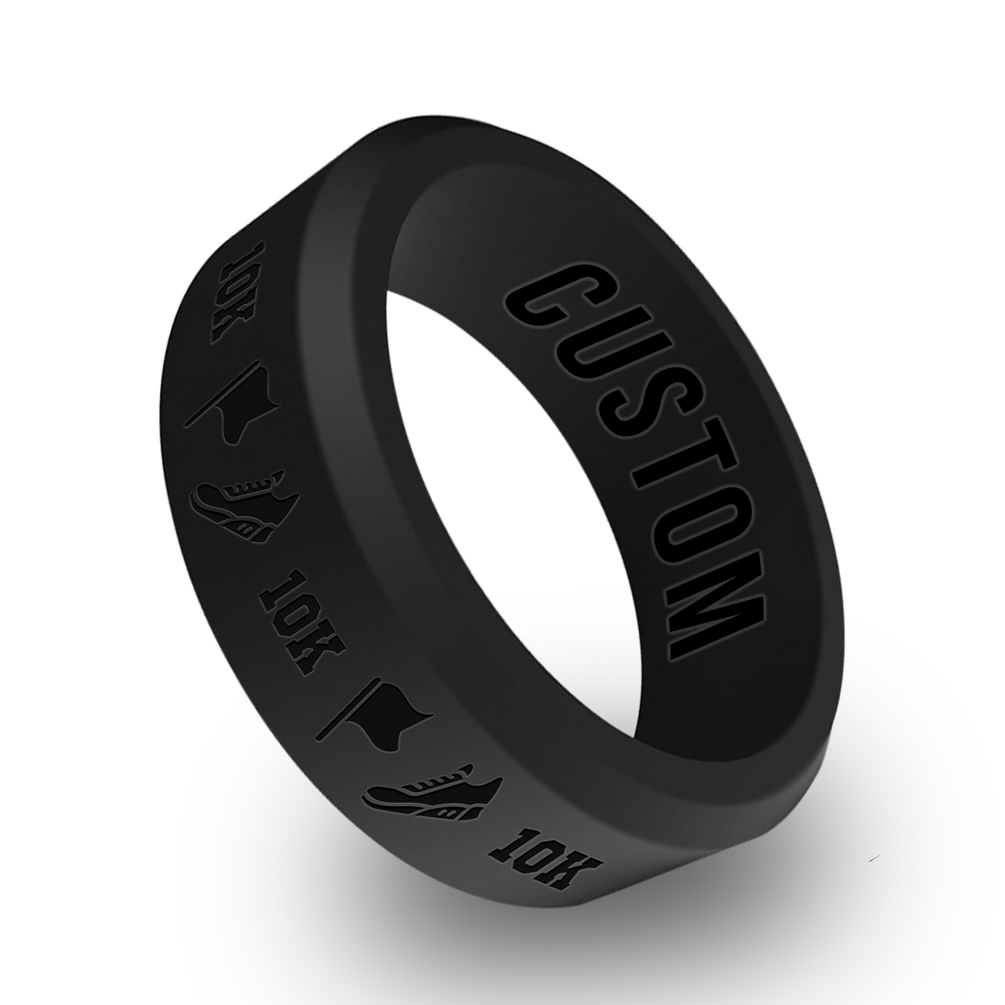 Running Marathon Personalized Silicone Beveled Ring