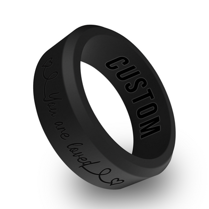 "You are Loved" Cancer 1 Personalized Silicone Beveled Ring