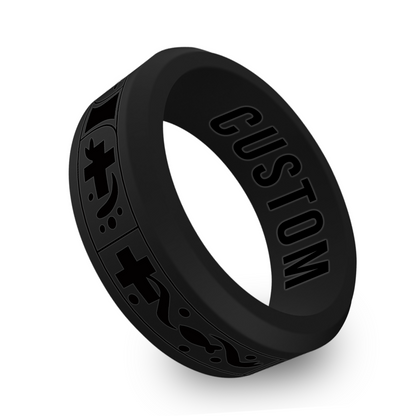 Cross Ichthus Personalized Silicone Beveled Ring