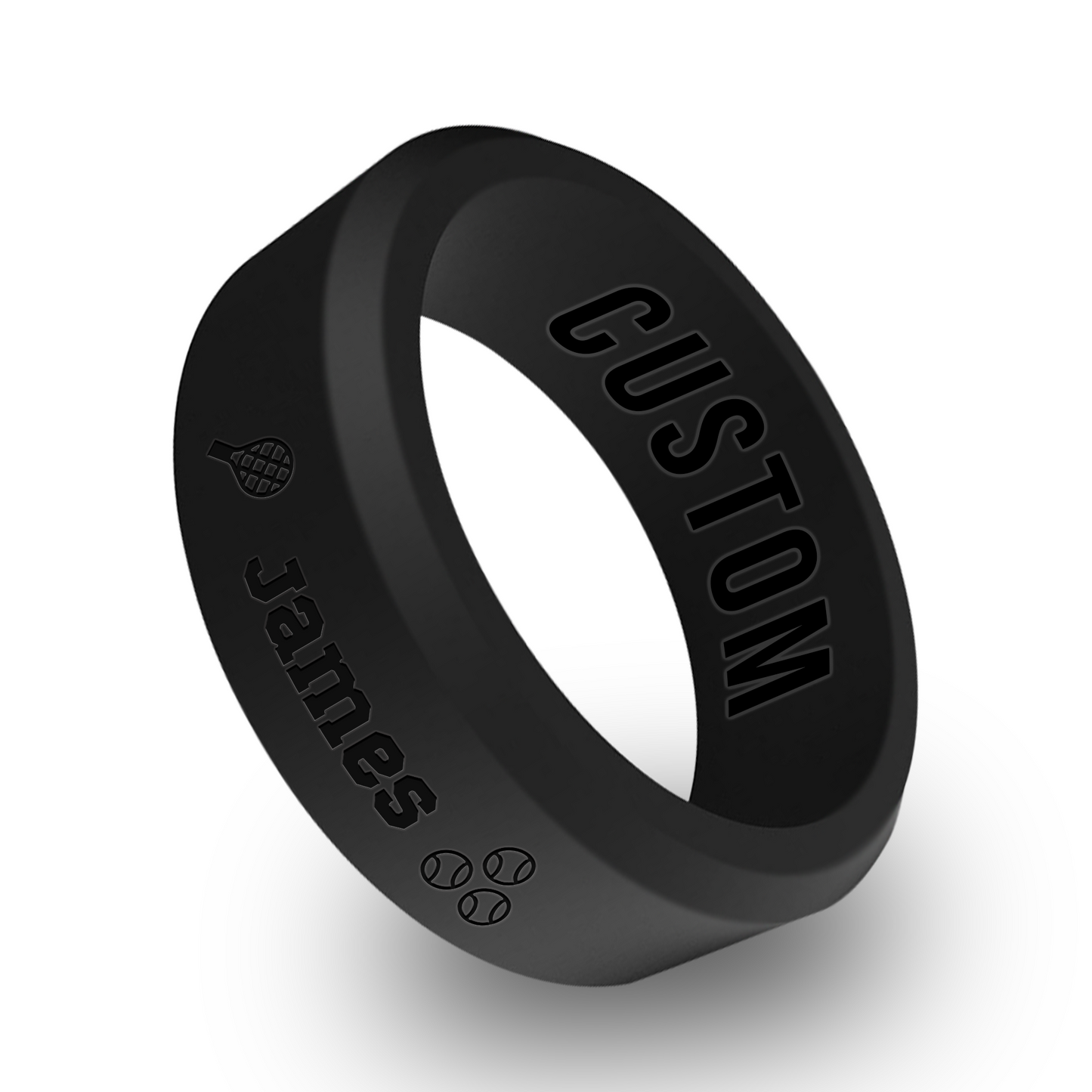 Tennis Personalized Silicone Beveled Ring