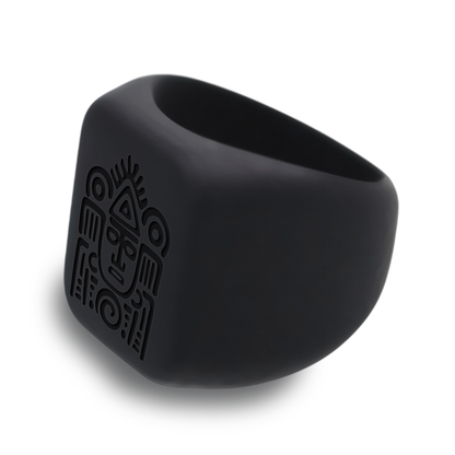 Personalized Silicone Aztec Chunky Square Signet Statement Ring