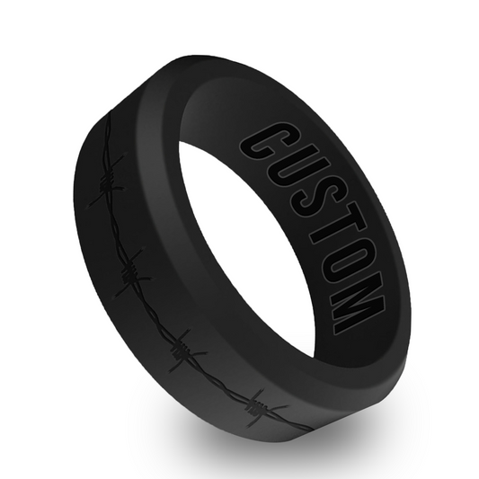 Barbwire Personalized Silicone Beveled Ring