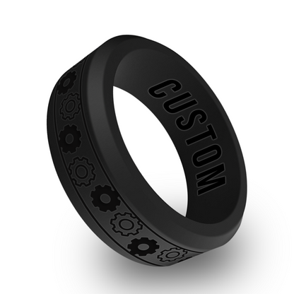 Gear Spinner Personalized Silicone Beveled Ring