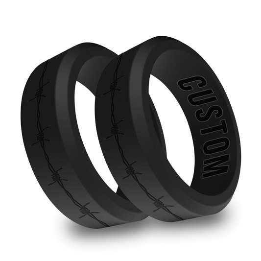2pcs Barbwire Personalized Silicone Beveled Rings