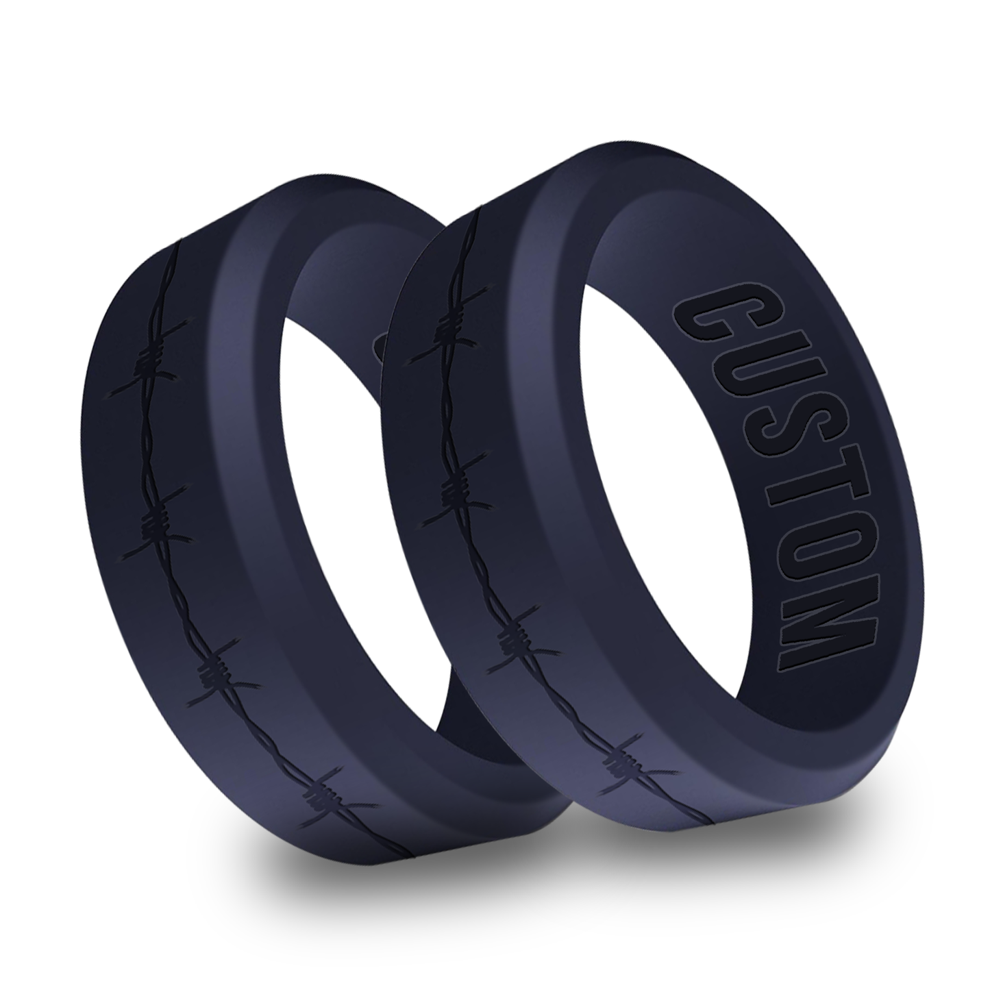 2pcs Barbwire Personalized Silicone Beveled Rings