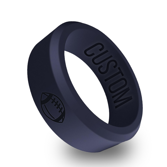 Football Ring Personalized Silicone Beveled Ring