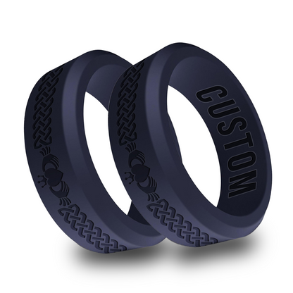 2pcs Claddagh Personalized Silicone Beveled Rings