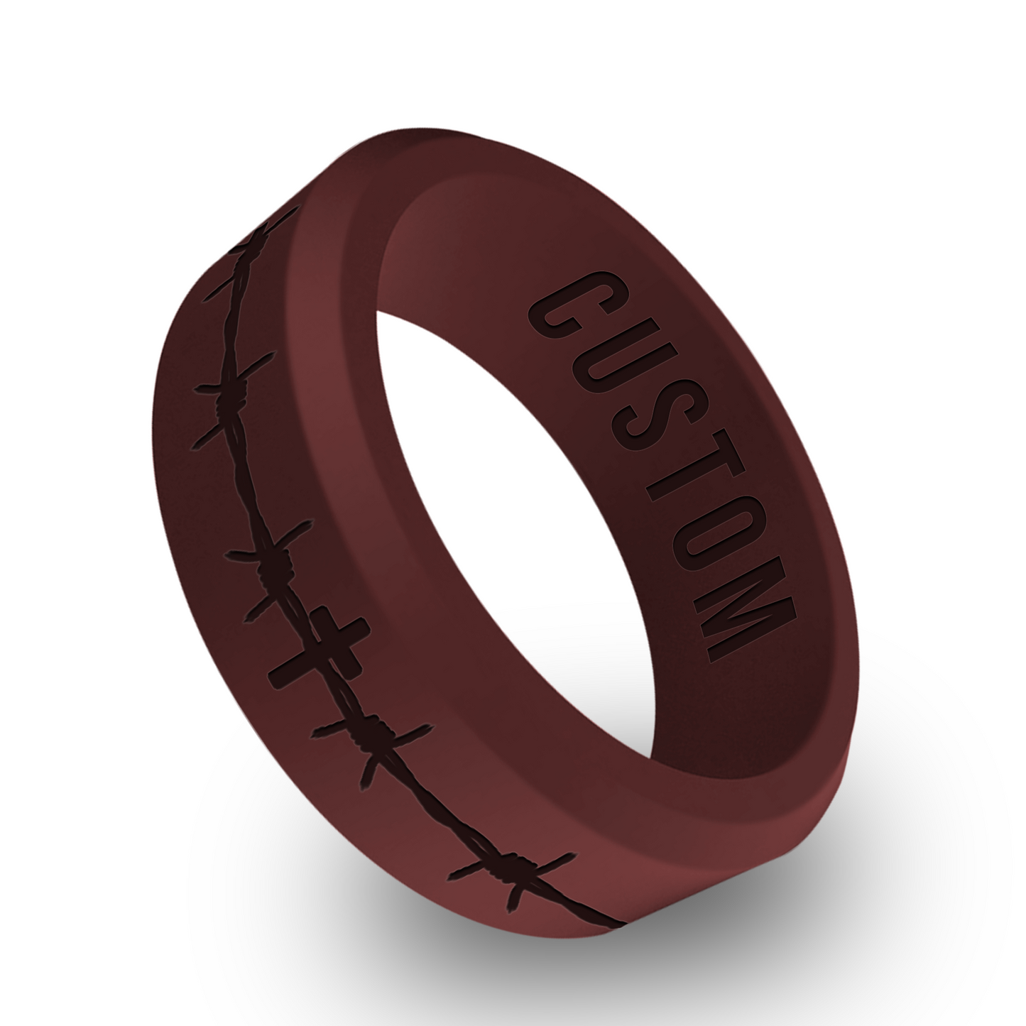 Cross Barbwire Personalized Silicone Beveled Ring