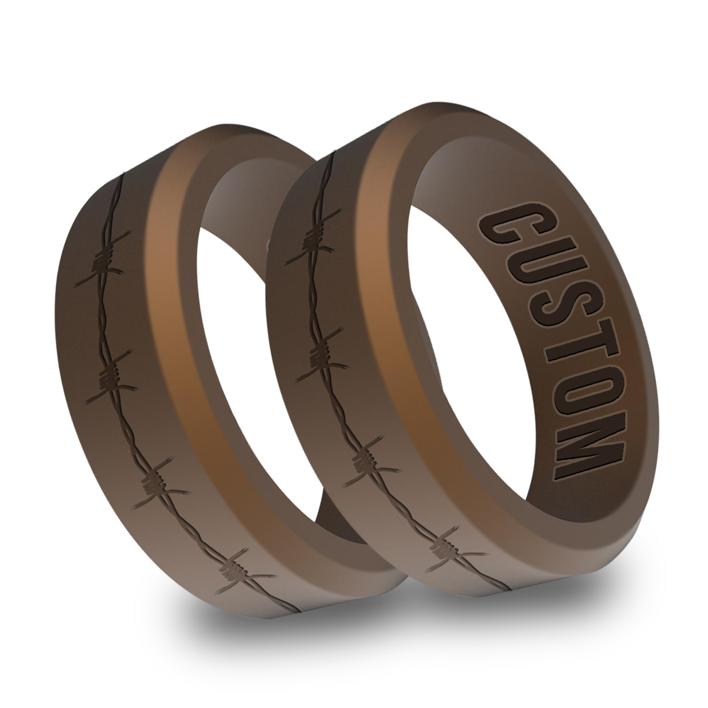 2pcs Barbwire Personalized Silicone Beveled Rings