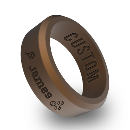 Tennis Personalized Silicone Beveled Ring