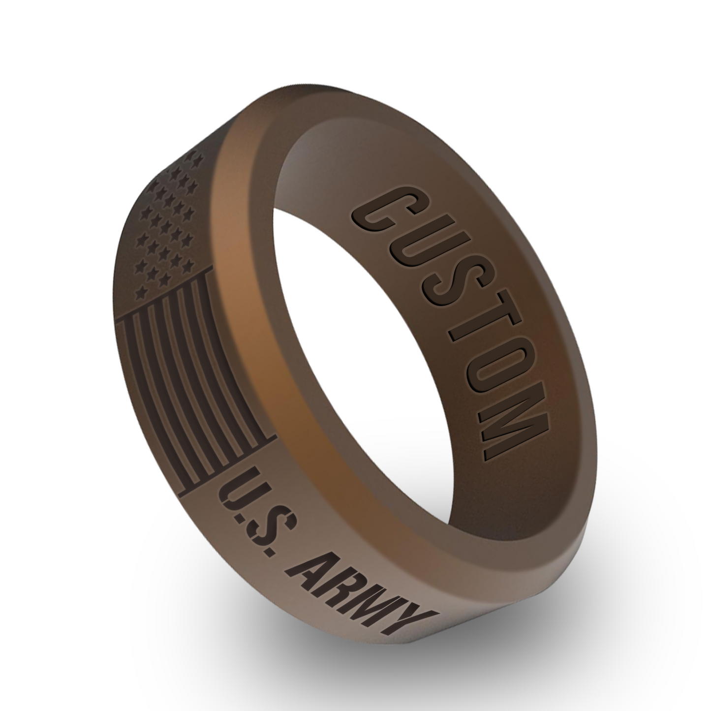 US Army Flag Personalized Silicone Beveled Ring