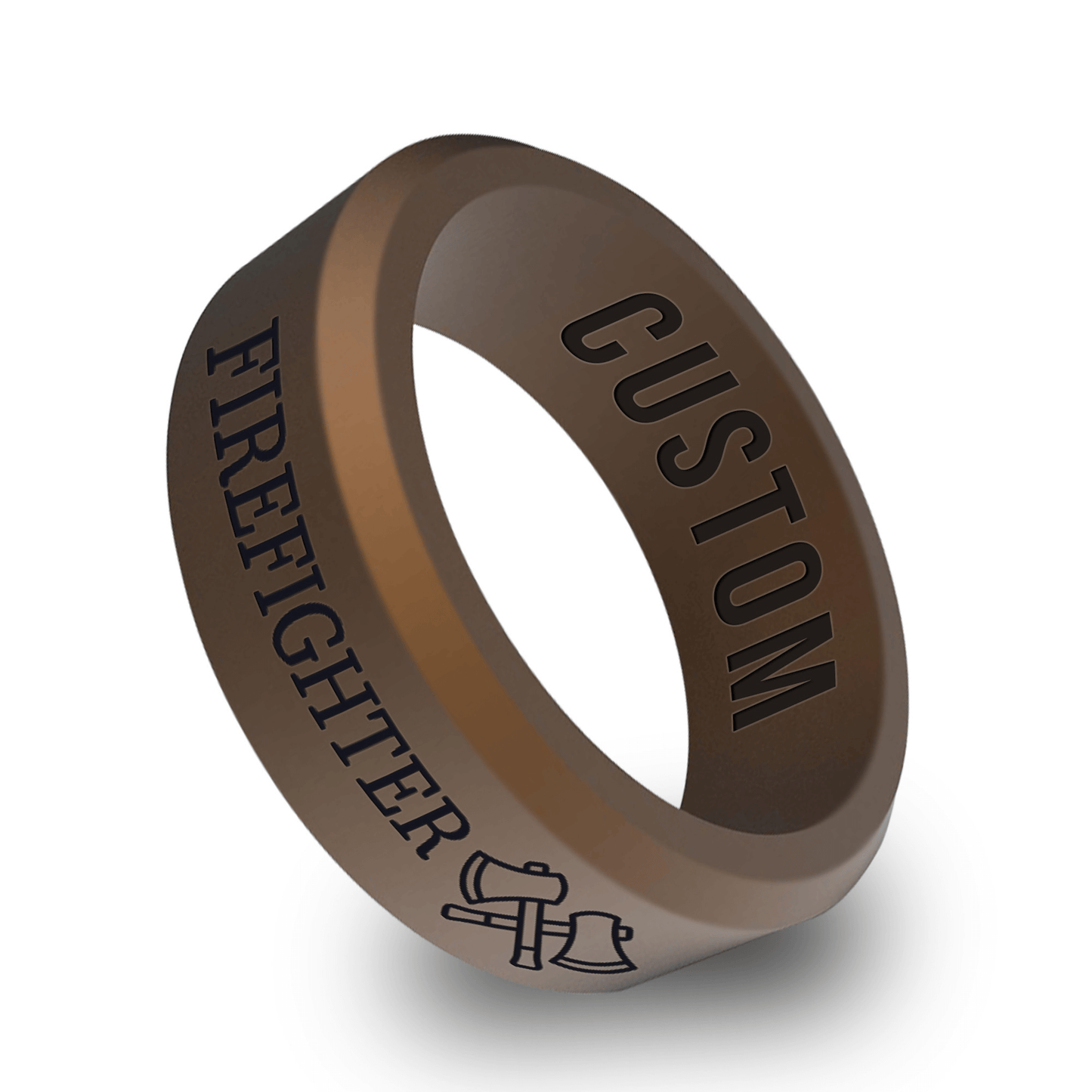 Firefighter/Fireman Personalized Silicone Beveled Ring