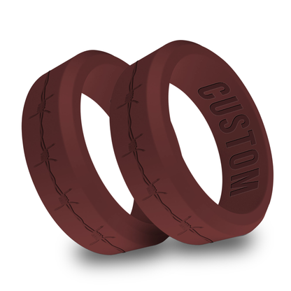 2pcs Barbwire Personalized Silicone Beveled Rings