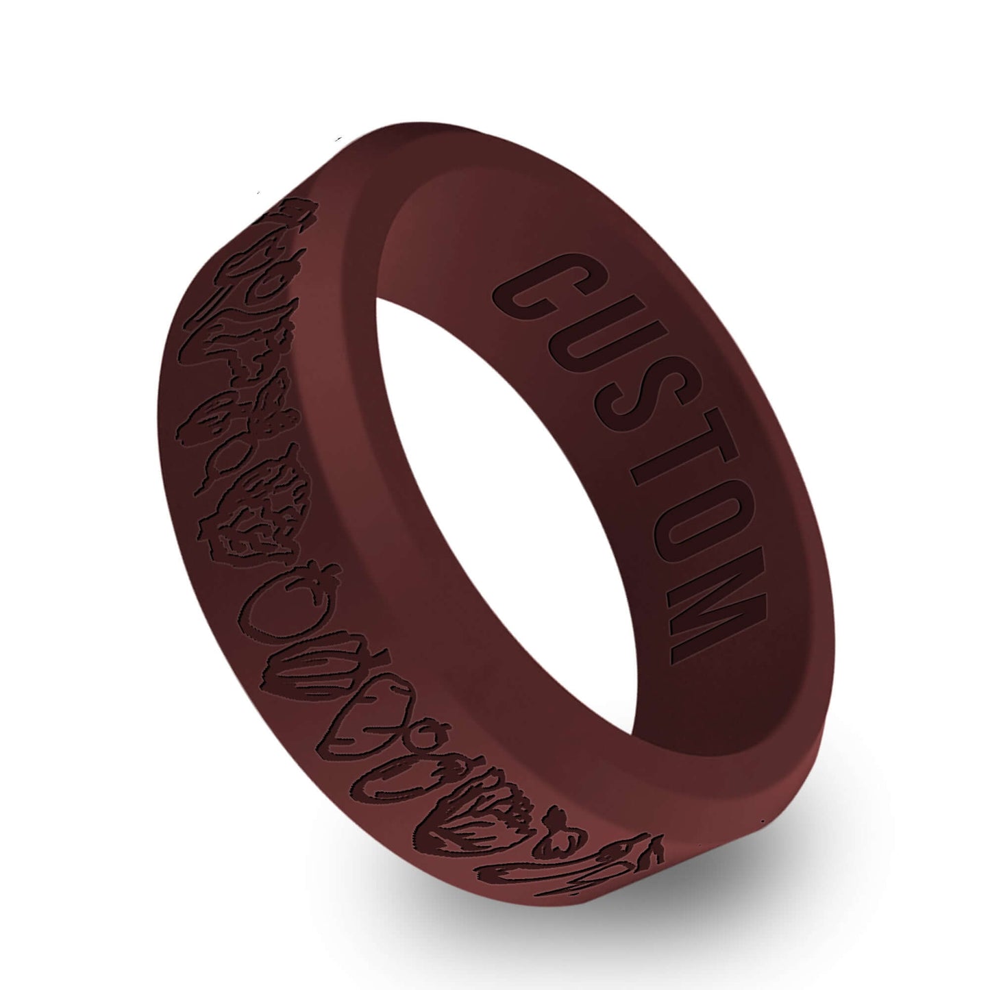 Western Vegetables Chef Personalized Silicone Beveled Ring