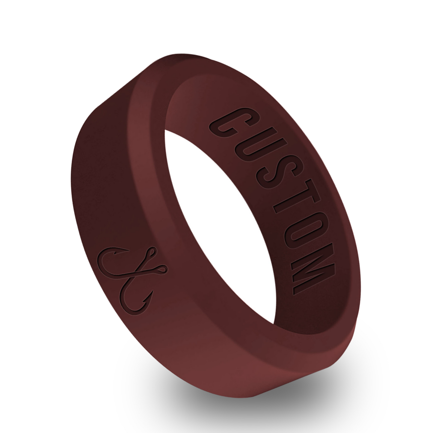 Fish Hook Personalized Silicone Beveled Ring