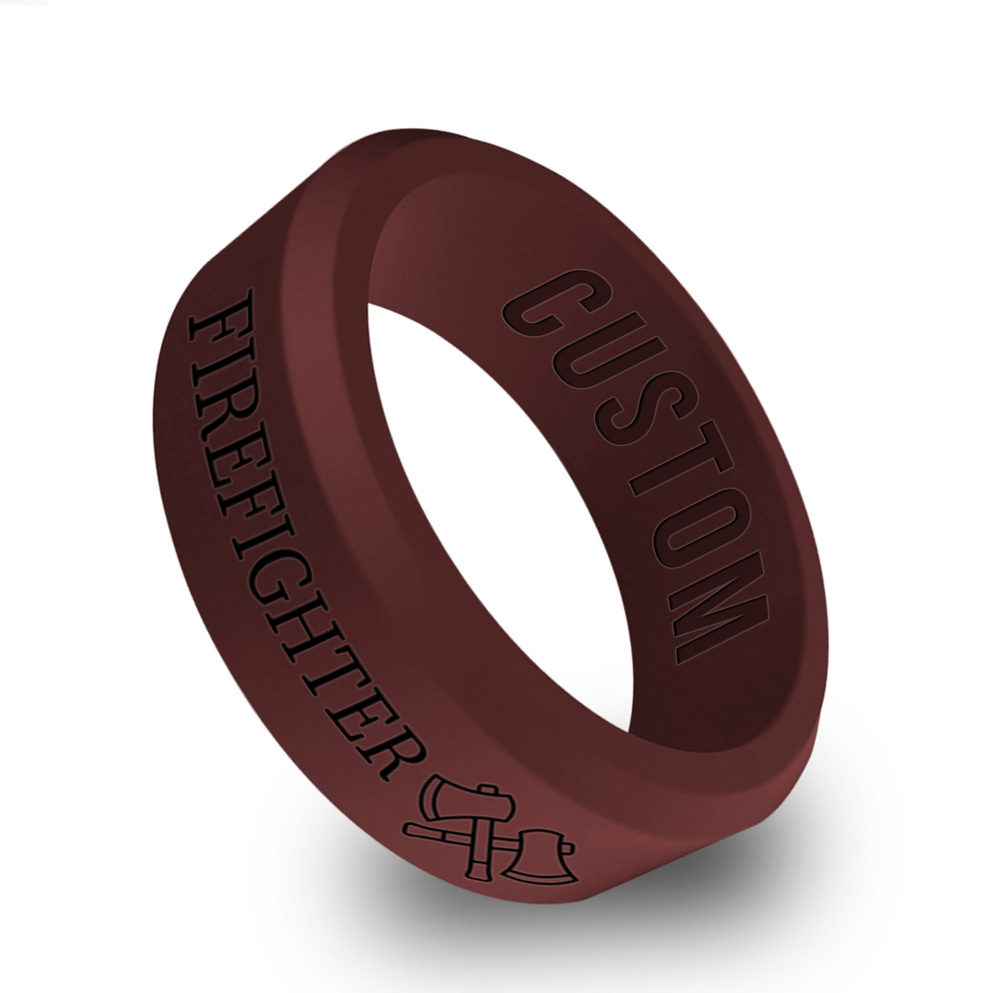 Firefighter/Fireman Personalized Silicone Beveled Ring