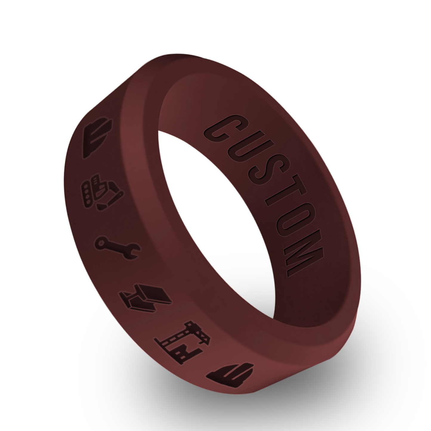 Steel Beam Personalized Silicone Beveled Ring