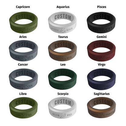 Zodiac Constellation Personalized Silicone Beveled Ring