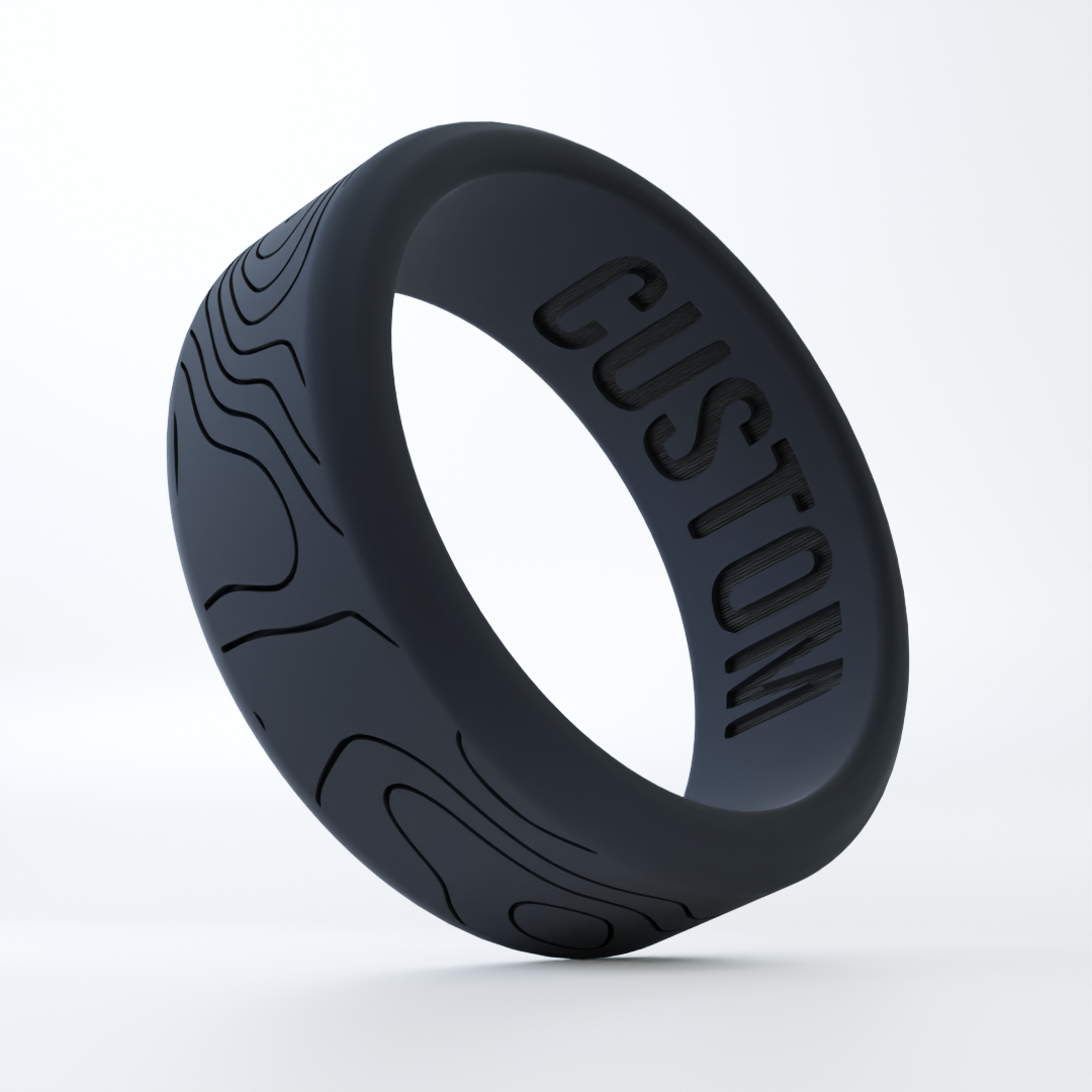 Topographic Map Personalized Silicone Beveled Ring