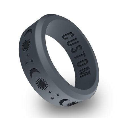 Sun Moon Star Personalized Silicone Beveled Ring