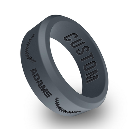 Softball Personalized Silicone Beveled Ring