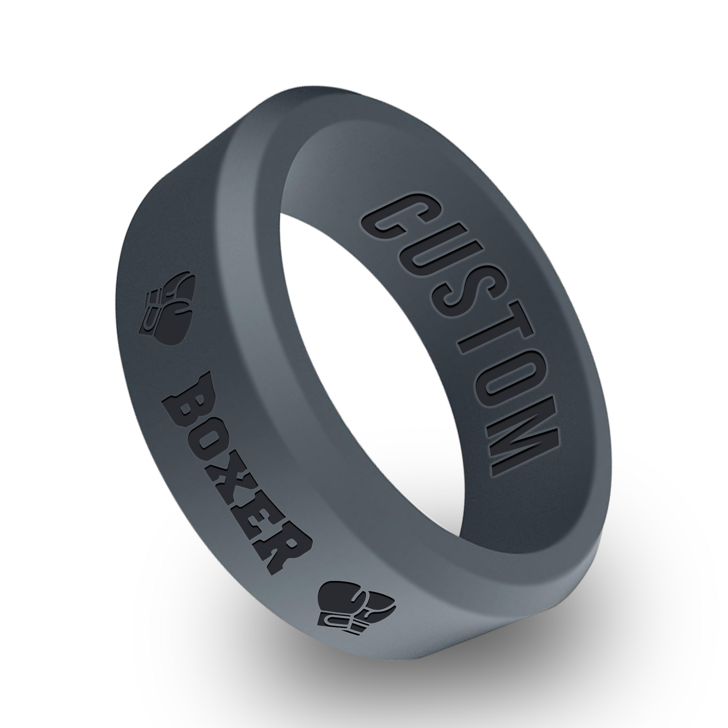 Boxing Ring 3 Personalized Silicone Beveled Ring