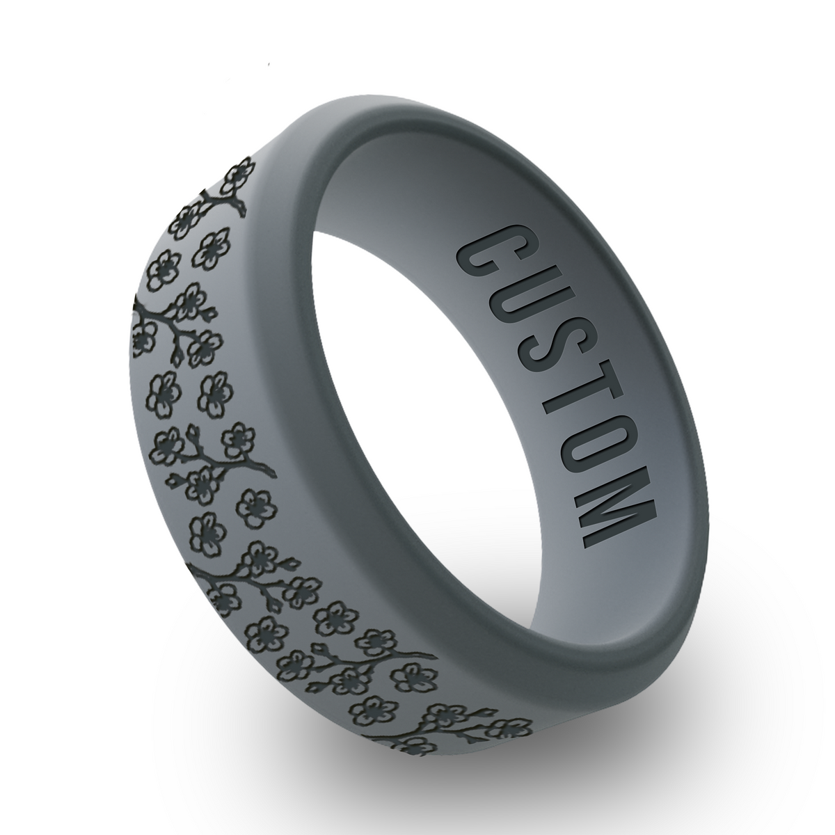Cherry Blossom  Personalized Silicone Beveled Ring