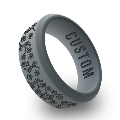 Cherry Blossom  Personalized Silicone Beveled Ring