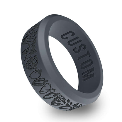 Western Vegetables Chef Personalized Silicone Beveled Ring