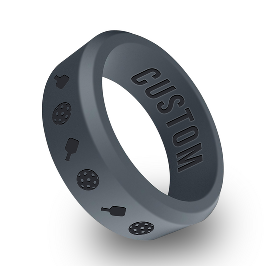 Pickleball Personalized Silicone Beveled Ring