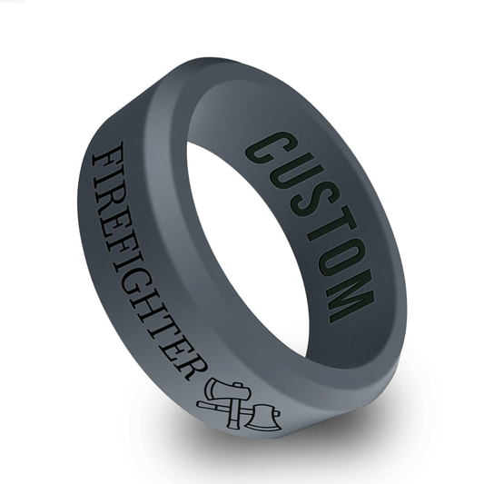Firefighter/Fireman Personalized Silicone Beveled Ring