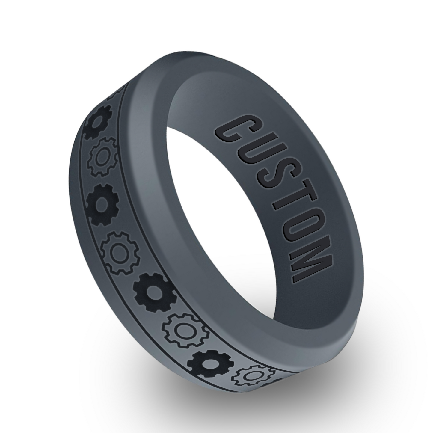 Gear Spinner Personalized Silicone Beveled Ring
