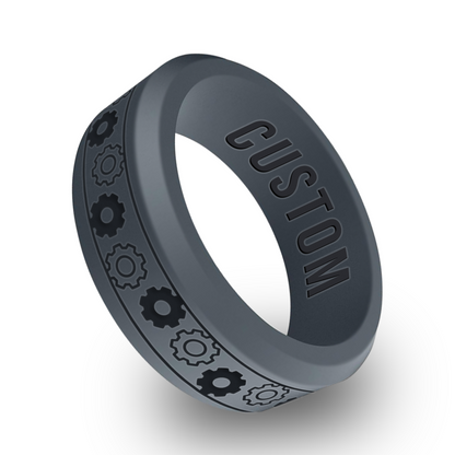 Gear Spinner Personalized Silicone Beveled Ring